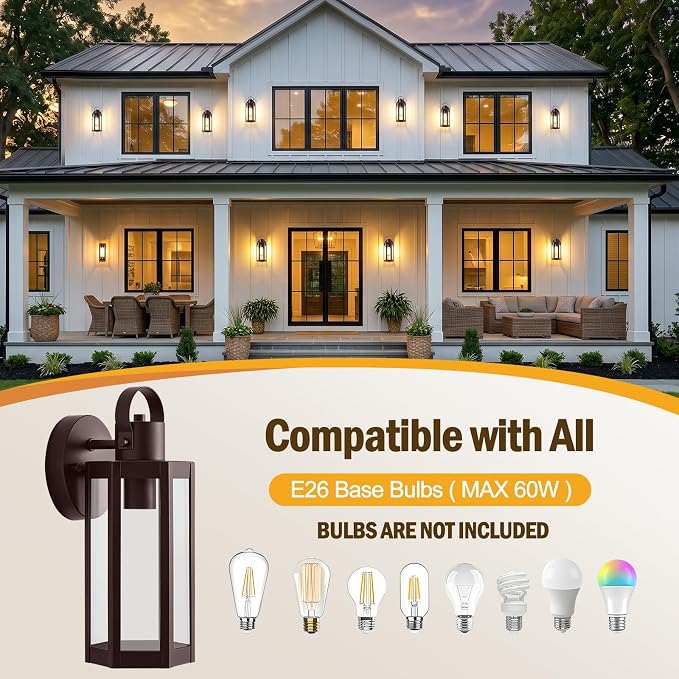 EJIAXIN 2 Pack Porch Lights Outdoor, 13" Brown Exterior Light Fixtures | Waterproof Outdoor Lights for House,Matte Brown Wall Mount Lamp,Modern porch light for House Patio Door Garage