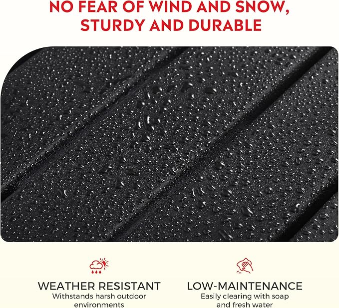 Costaelm Outdoor Patio Table, Outdoor Dining Table for 6, Weather Resistant Rectangle Patio Table with Umbrella Hole for Outside, Garden, Poolside, Porch, Black