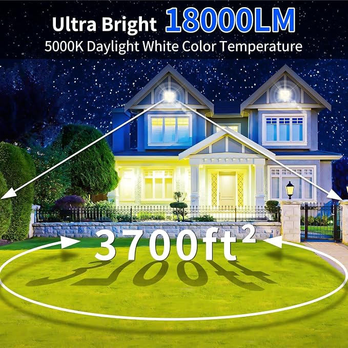 2 Pack 150W LED Flood Light, IP66 Waterproof | 24000LM, 5000K Daylight White, Plug in with 6ft Cord, Outdoor Exterior Lighting, for Yard, Garage, Patio, Backyard, Stadium