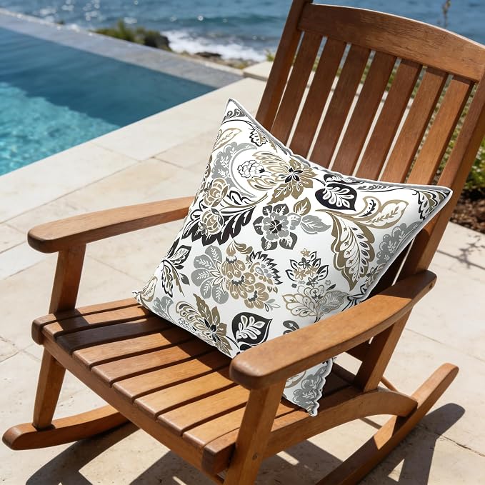 LVTXIII Outdoor Pillow Covers Set of 2, Patio Waterproof Throw Pillow Cases Fade Resistant Accent Pillow Covers for Spring Summer Garden Decoration, 18"x18", Dailey Tan
