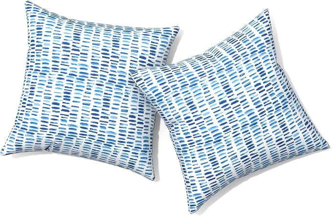 Outdoor Pillows for Patio Furniture 20x20 inch, Square Outdoor Throw Pillows with Inserts, Decorative Patio Pillows for Garden Couch Home Sofa Office Chair, Pack of 2, Pebble Blue
