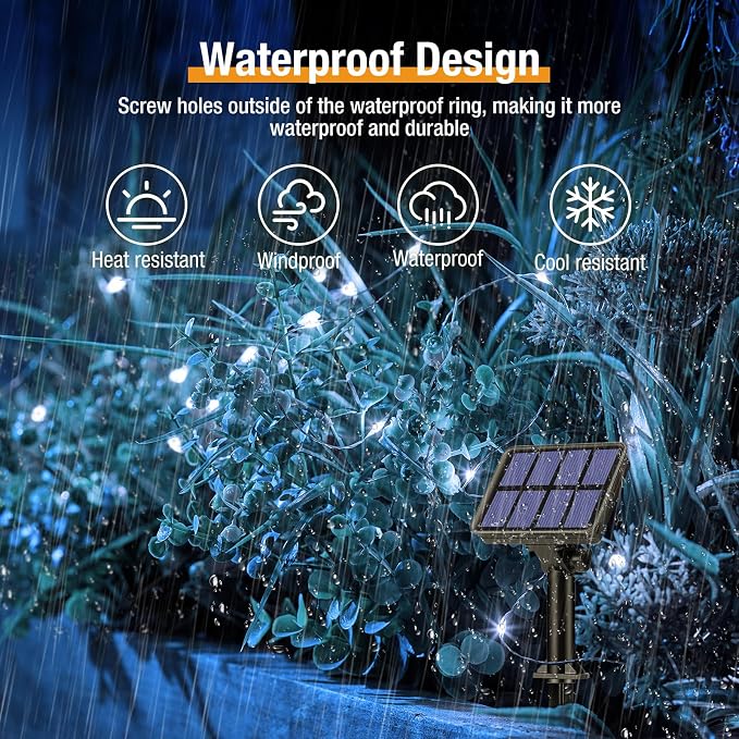 btfarm 4 Pack Solar String Lights Outdoor - 320LED 132FT Solar Fairy Lights Outside Waterproof 8 Modes, Copper Wire Twinkle Solar Powered Light for Garden Yard Tree Christmas Wedding Decor, Cool White