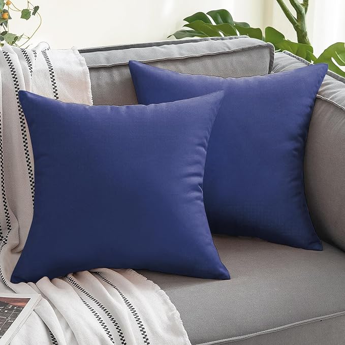 VAKADO Outdoor Waterproof Throw Pillow Covers 22X22 Set of 2 Decorative DarkBlue Patio Furniture Cushion Cases Outside Decor for Couch Garden Bench Porch