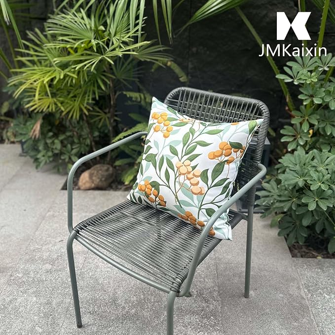Outdoor Throw Pillows 18×18 Inch Waterproof Pillows with Inserts | Set of 2 Fade Resistant Decorative Square Pillows for Couch, Sofa and Patio Furniture