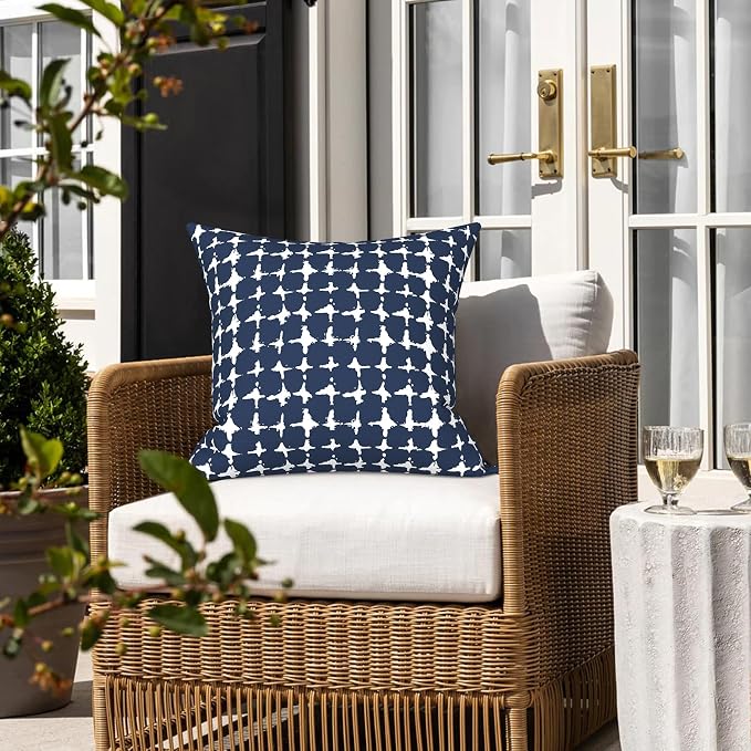 LVTXIII Outdoor/Indoor Throw Pillows, Decorative Throw Pillows with Inserts, 18”x18” Square Pillows for Bed, Couch, Sofa and Patio Furniture (Set of 2, Tie-dye Navy)