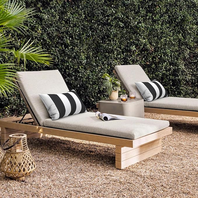 DYTXIII Pack of 2 Waterproof Outdoor Lumbar Pillow with Inserts, 12x20 in Rectangle Decorative Patio Throw Pillow for Home, Sofa,Bench and Patio Furniture, Cabana Black