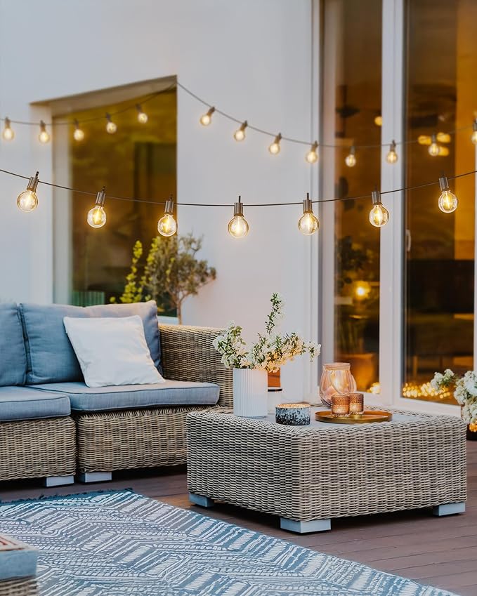 Brightown Outdoor String Lights, 209FT G40 LED IP65 Waterproof Patio Lights | 100 Shatterproof Edison Bulbs, Plug-In, Dimmable, Connectable, Outside Light for Backyard Porch Party Christmas Decorative
