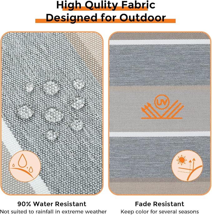 Magpie Fabrics Indoor Outdoor Cushion Cover Replacement 2 Pack, NO Insert! Water Repellent Slipcover with Ties Decor for Patio Garden Chair Sofa Bench Wicker(Grey Striped, 24x22x4 Inch)