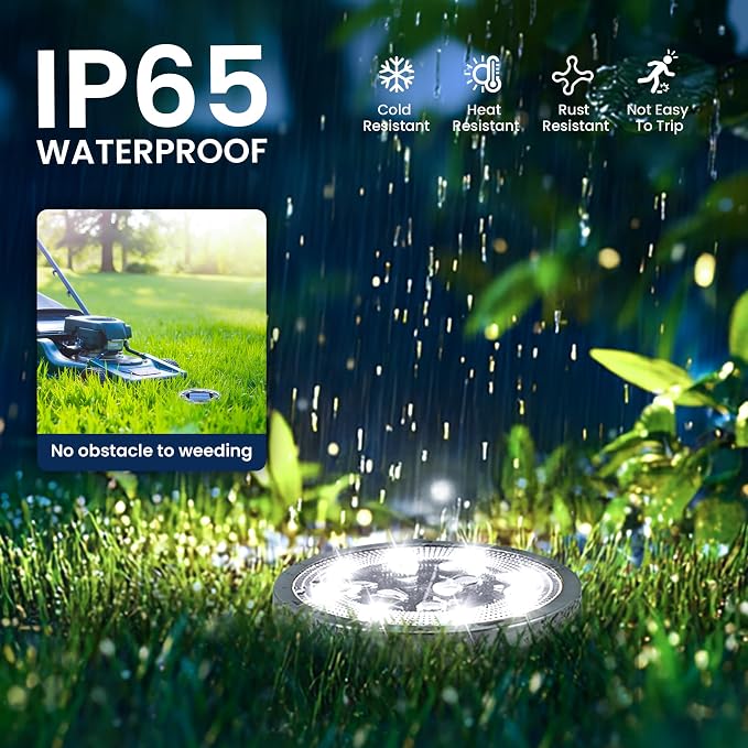 SOLPEX 16 Pack Solar Ground Lights Outdoor, Backyard Decor Cool White | IP65 Waterproof Stainless Steel Landscape Lighting for Walkway, Driveway, Pathway, Garden, Patio