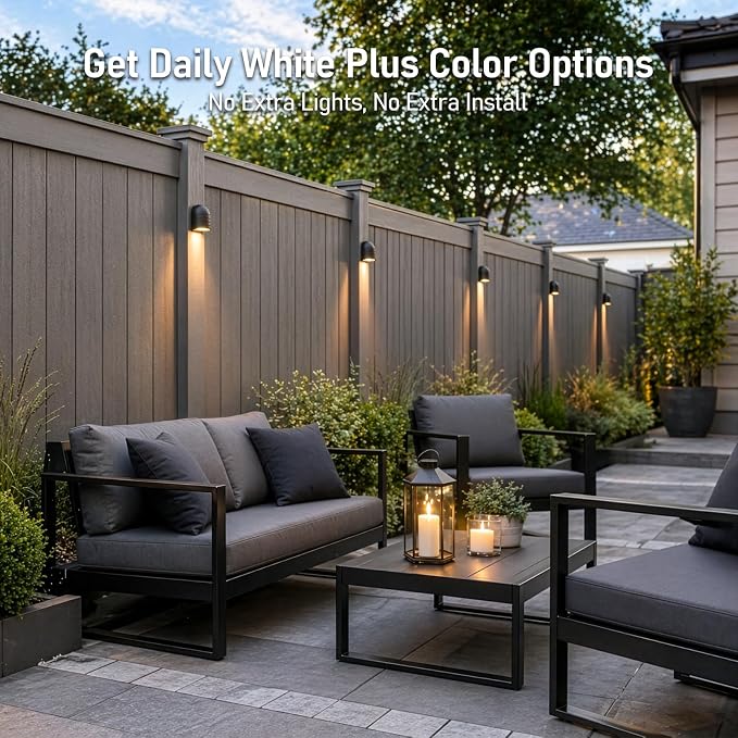 LEONLITE 12-Pack RGBCW Low Voltage LED Deck Lights, Color Changing | 5 Color Changing Modes, CRI90, 12-24V AC/DC, Anti Glare Step Railing Light, Fence Down Light, IP65, Oil Rubbed Bronze