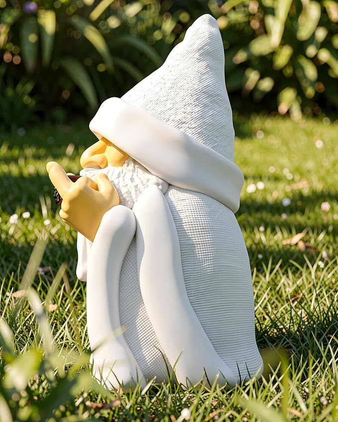 Leverse Middle Finger Decor Statue, 5.9in Smoking Wizard Dwarf- Funny Garden Gnomes Outdoor Decorations for Lawn Patio Yard Home Decor Easter Halloween