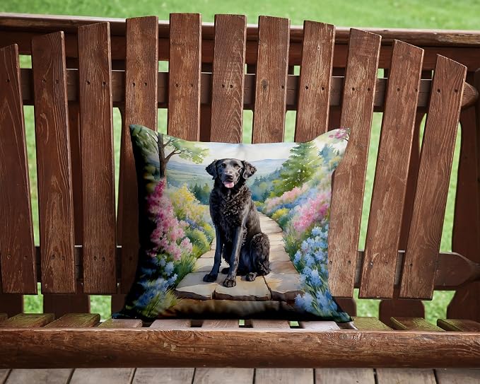 Caroline's Treasures Curly-Coated Retriever Spring Path Throw Pillow (Pack of 2)