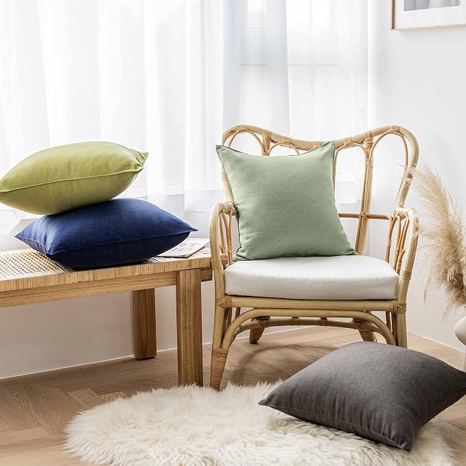 Home Brilliant Outdoor Throw Pillows Covers 20x20 Waterproof Compatible with Sunbrella Pillow Covers Linen for Chair Couch Patio Decor, 20 x 20 inches, 50cm, Set of 4, Grass Green