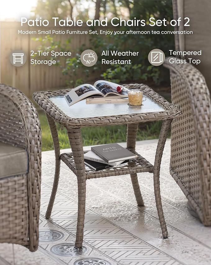 HUMMUH Wicker Patio Furniture Set-All Weather Rattan Patio Sofa Set with Swivel Rocker Chairs Outdoor Conversation Set for Deck Lawn Porch Balcony Poolside-Grey/Grey