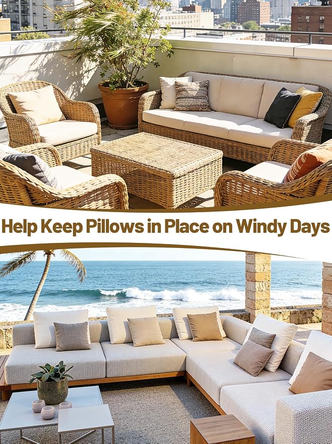 Apipi 4 Pack Wind Resistant Weighted Pillow Inserts for Outdoor, 1lb Each | Hidden Weighted Inserts, Help Keep Pillows in Place, Easy to Install & Remove for Windy Patios, Beach, Desert, 8" x 7"