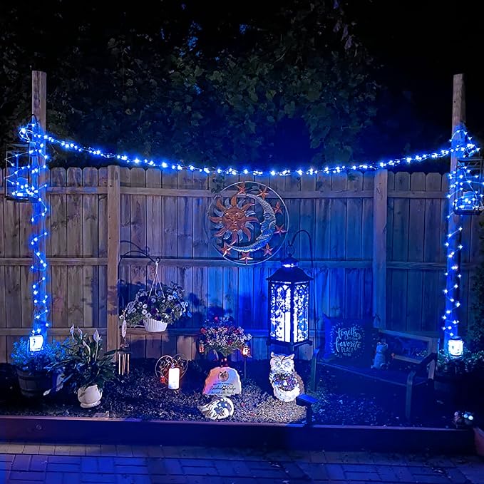 JMEXSUSS 4 Pack Solar Fairy Lights, 33ft 100 LED Solar String Lights, Blue | Outdoor Waterproof, 8 Modes Copper Wire Mini Christmas Lights for Outside Patio Garden Tree Christmas Decorations