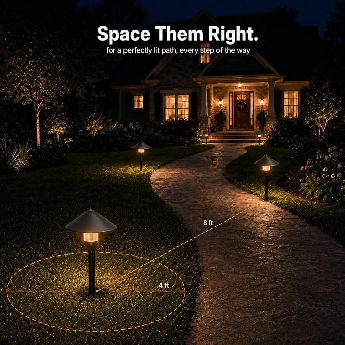 HIBOITEC 3W Low Voltage Pathway Lights 4 Packs, Bulb Replaceable Design | Aluminum Wired Path Lights 12V-24V AC/DC, Outdoor Waterproof Landscape Lighting for Yard Garden Walkway, ETL Listed