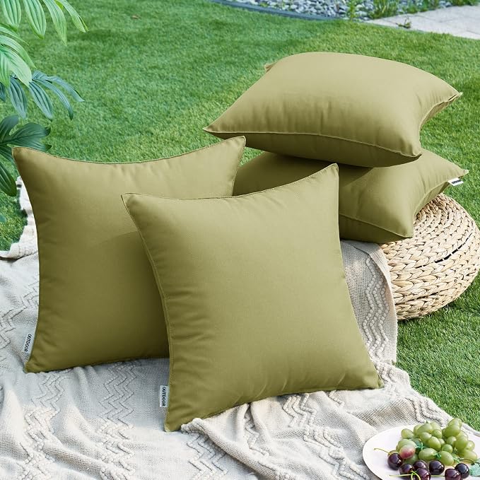 MIULEE Decorative Outdoor Waterproof Pillow Covers 20x20 Sage Green | Decorative Patio Furniture,Pack of 2,Accent Square Soild Throw Pillow Covers,Summer Garden Tent Couch Sofa