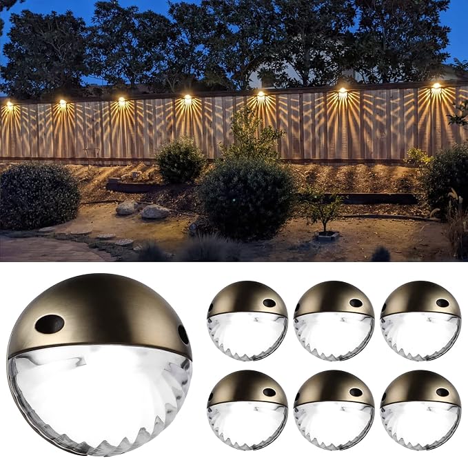 LEONLITE 6-Pack 3000K Unique Rays LED Deck Lights Outdoor Bronze | 12V Low Voltage, Landscape Step Railing Fence Light, Warm White, IP65, Landscape Deck Light for Backyard, Aluminum