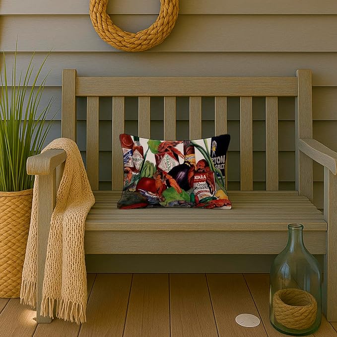 Caroline's Treasures 8131PW1216 Louisiana Spices Canvas Fabric Decorative Pillow Machine Washable, Indoor Outdoor Decorative Pillow for Couch, Bed or Patio, 12HX16W