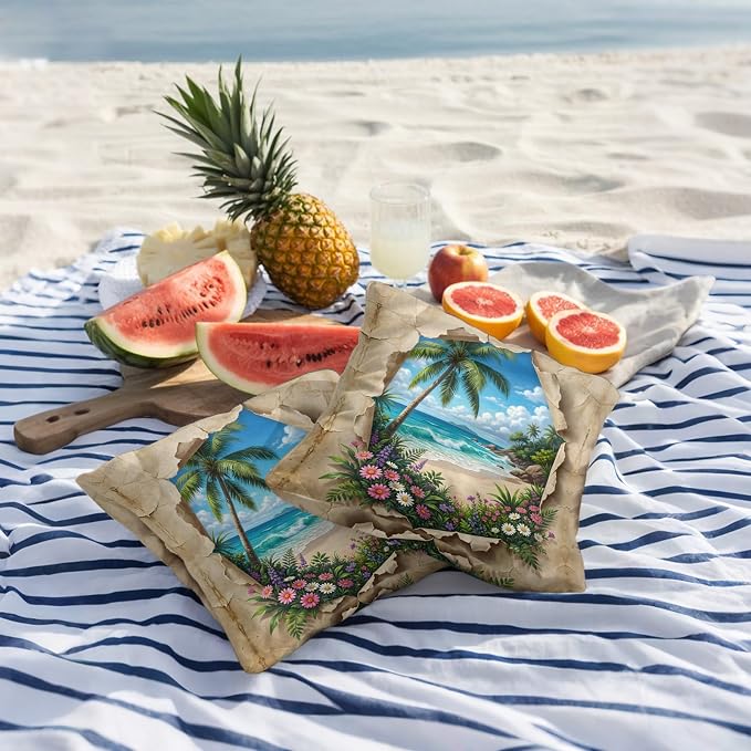 Tropical Floral Botanical Outdoor Pillow Covers 26x26 Inch Throw Pillow Covers Set of 2 Waterproof Decorative Pillow Cases Palm Tree Summer Beach Cushion Covers for Patio Furniture Garden Couch Sofa