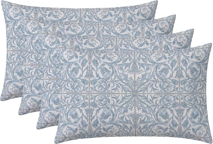 RSH DECOR: Sunbrella Jumbo Lumbar Pillows Set of 4 | 26" x 16" | Indoor Outdoor – Patio, Lounge, Adirondack | Water & Fade-Resistant | Down-Alternative Inserts | Made in USA (Provincial Azure)