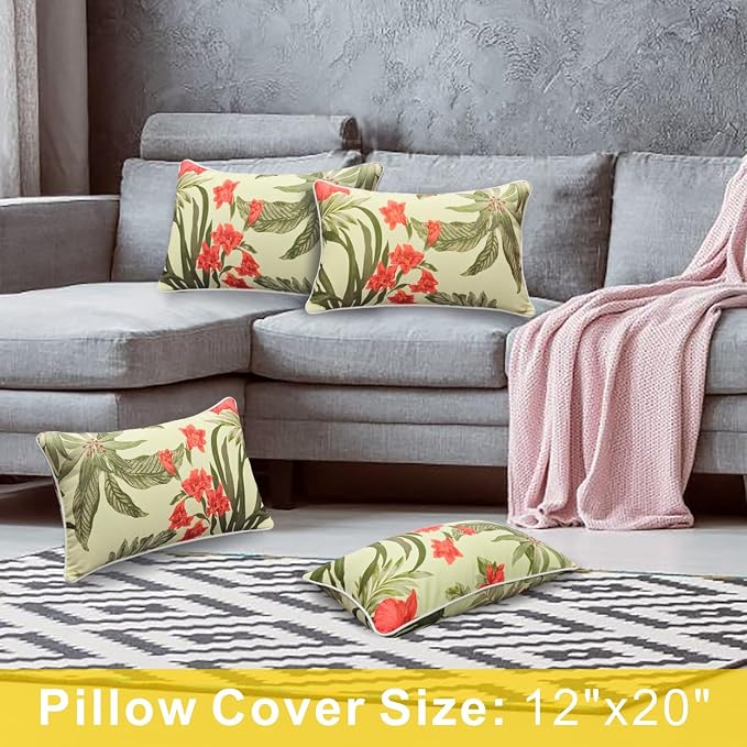 JMGBird 12x20 Outdoor Throw Pillow Green Outdoor Pillows for Patio Furniture