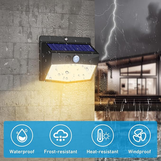 Solar Lights Outdoor Motion Sensor [20 Packs] Security Light with 3 Lighting Modes Wall Lights Waterproof Solar Powered Lights for Garden Fence Yard, Warm White