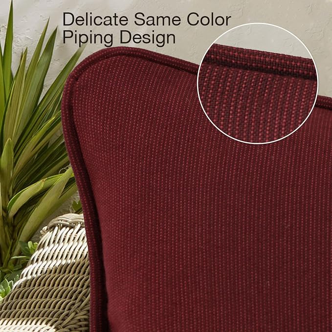 Unimatta Sunbrella Decorative Outdoor Water Repellent Throw Pillows with Inserts, Set of 4, 18" x18" Pillows for Patio, Backyard, Bed, Couch, and Patio Furniture, Spectrum Ruby