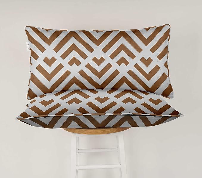 Indoor/Outdoor Polyester Fabric Lumbar Pillow Cover, All-Weather Waterproof Rectangular Cushion Case for Patio Furniture, 12 x 20 Set of 2 - Abstracts-68