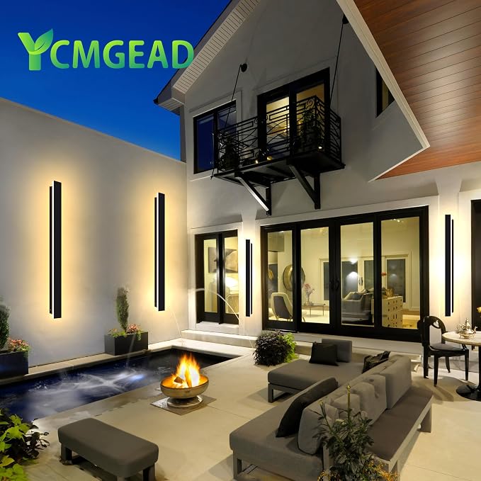 Outdoor Wall Light LED Long Wall Sconce 39.38in Ip65 Waterproof Black Modern Outdoor Lights 3000k 32W Metal Exterior Light Fixture for Porch Light Patio Door Yard Garden Villa Living Room