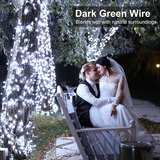 100FT 300 LED Christmas Lights Outdoor, Christmas Tree Lights, Cool White | Plug in 8 Modes Connectable String Lights for Outside Indoor Patio Garden Yard Party Holiday Wedding Decorations