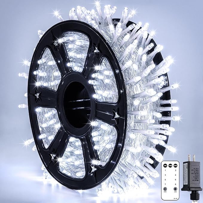 JMEXSUSS Clear Wire 720LED 230 FT White Christmas Lights with 8 Modes | Outdoor Waterproof Christmas Light Plug in, Twinkle String Lights Indoor Bedroom for Christmas Decorations
