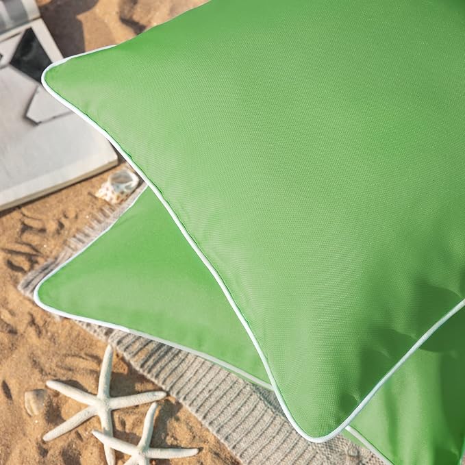 Phantoscope Pack of 2 Outdoor Waterproof Solid Throw Decorative Pillow Cover Decorative Square Outdoor Pillows Cushion Case Patio Pillows for Couch Tent, Forest Green 12x20 inches 30x50 cm