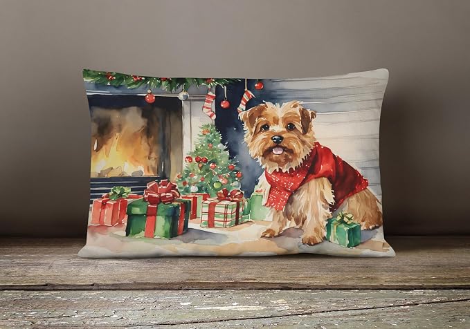 Caroline's Treasures DAC2710PW1216 Norfolk Terrier Cozy Christmas Throw Pillow Machine Washable, Indoor Outdoor Decorative Pillow for Couch, Bed or Patio, 12HX16W