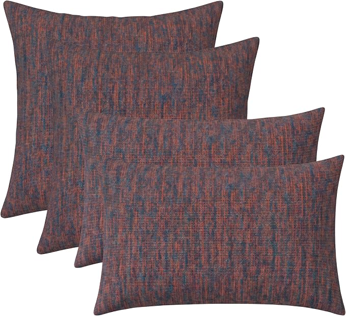 RSH DECOR: Sunbrella Lumbar & Square Pillows Set of 4 | 20" x 12" & 20" x 20" | Water and Fade-Resistant Fabric | Outdoor Throw Pillows for Patio Furniture | Made in USA (Platform Horizon)