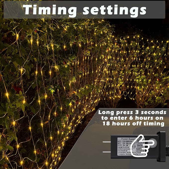 LED Net Lights, 270L 10×10 FT Outdoor Mesh Lights for patio, Pergolas