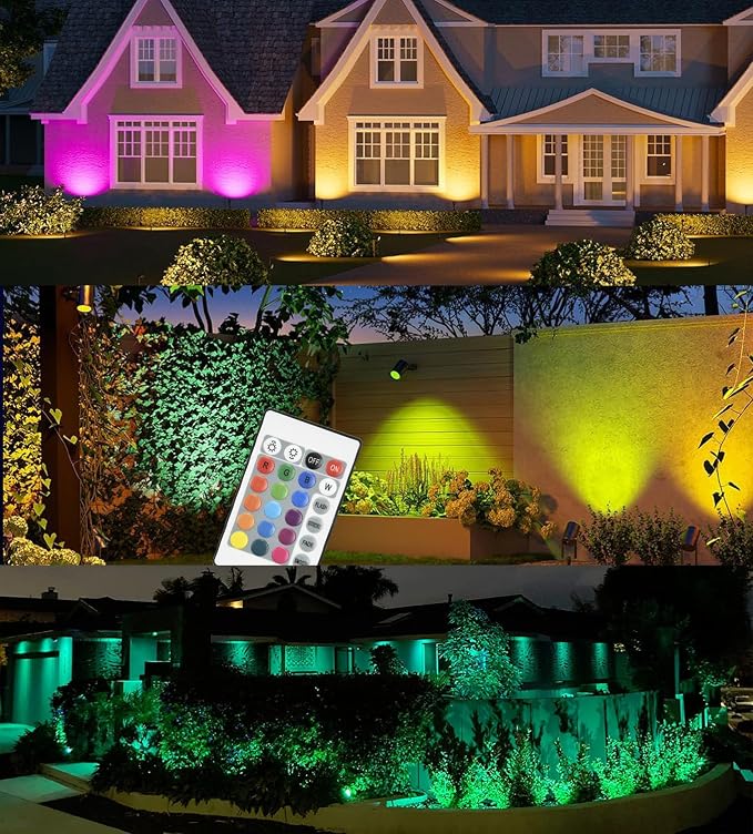 Low Voltage Landscape Lights Color Changing RGB 5W DC12V LED Landscape Lighting Outdoor Waterproof Spotlight Remote Control for Garden Pathway Christmas Decorative Light