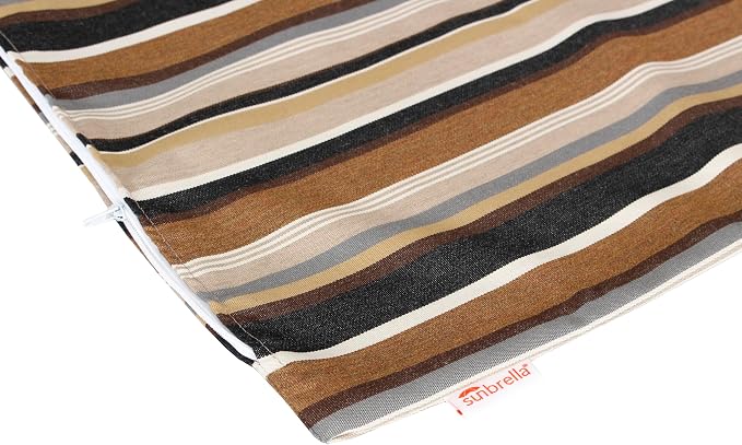 Outdoor/Indoor Sunbrella Throw Pillow Cover Only Square Set of 2 Pieces 24 inch x 24 inch Capitol Espresso Stripe - Insert Not Included, Brown