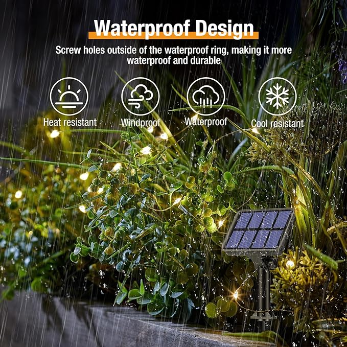 8 Pack Solar String Lights Outdoor, 640LED 264FT Waterproof 8 Modes Copper Wire Solar Twinkle Lights for Outside Garden Patio Tree Christmas Wedding Party Decor