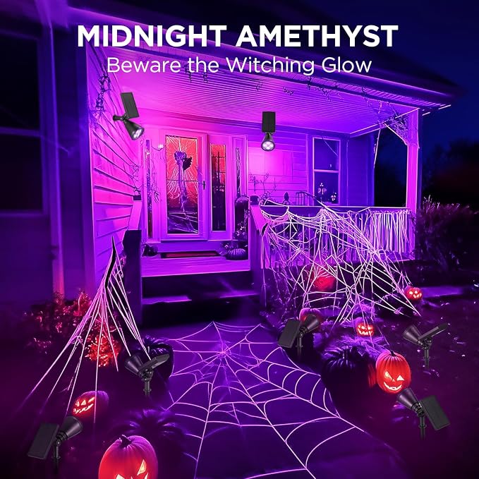 InnoGear Solar Lights Outdoor Waterproof Halloween Christmas Solar Garden Light for Outside Yard Landscape Lighting Pathway Spot Lights Spotlight Wall Light Auto On/Off, 2 Pack (Violet Purple Light)