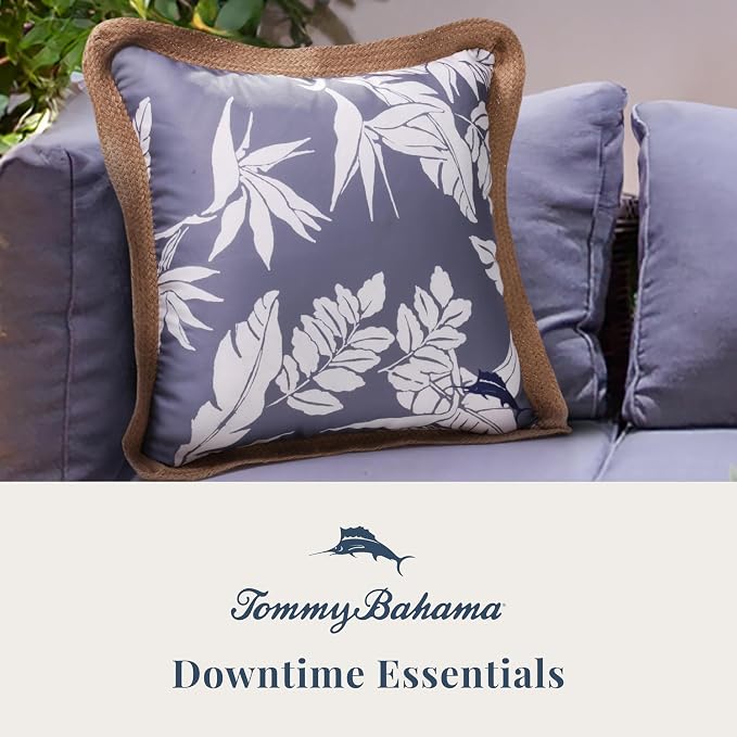 Tommy Bahama 18" x 18" Indoor/Outdoor Pillows, Pack of 2, Navy | Water-Resistant, Fade-Resistant Cushions with Inserts, Reversible Covers For Patio, Poolside And Garden Seating