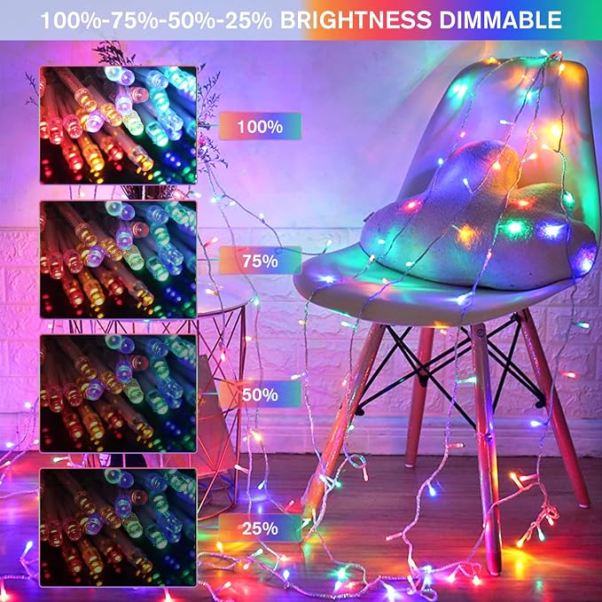 JMEXSUSS 100 LED Cool White & Multicolor Christmas Lights Indoor | Color Changing String Lights Plug in, 33ft Christmas String Lights Outdoor Waterproof for Xmas Tree Indoor Decor