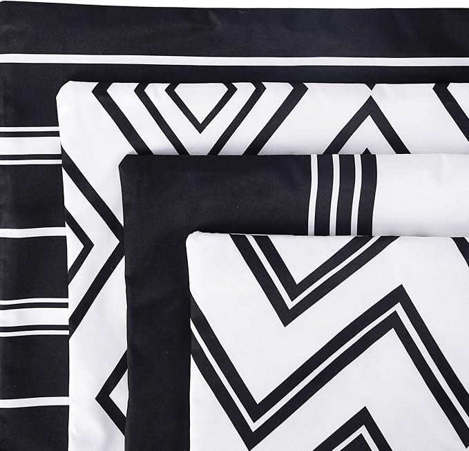 Adabana Set of 4 Outdoor Waterproof Pillow Covers 18x18 Black and White | Modern Geometric Throw Pillows Cover Decorative Boho Pillow Covers for Patio, Garden, Porch