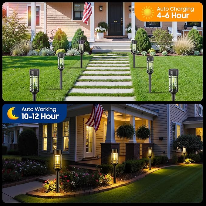 LETMY 12 Pack Solar Pathway Lights Outdoor, Solar Lights Outdoor Waterproof IP65, Bright Solar Garden Lights Outdoor, Auto On/Off Outdoor Solar Lights for Yard Walkway Driveway Landscape Garden Decor