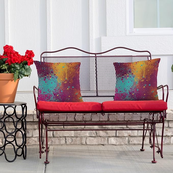 Swono Abstract Art Throw Pillow Case, Graffiti Rainbow Stain Marble Square Home Decorative Cushion Cover for 18 X 18 Inches Pillow Covers, 2 Pack Pillowcases for Bedroom Office Dorm Couch
