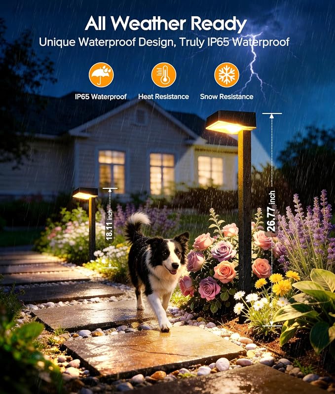 ELECLINK Solar Pathway Lights Outdoor, 8 Pack Garden Lights Solar Powered Path Lights with Larger LED Lens, 2 Light Modes Waterproof Outdoor Solar Light for Yard Driveway Walkway Landscape, Warm White