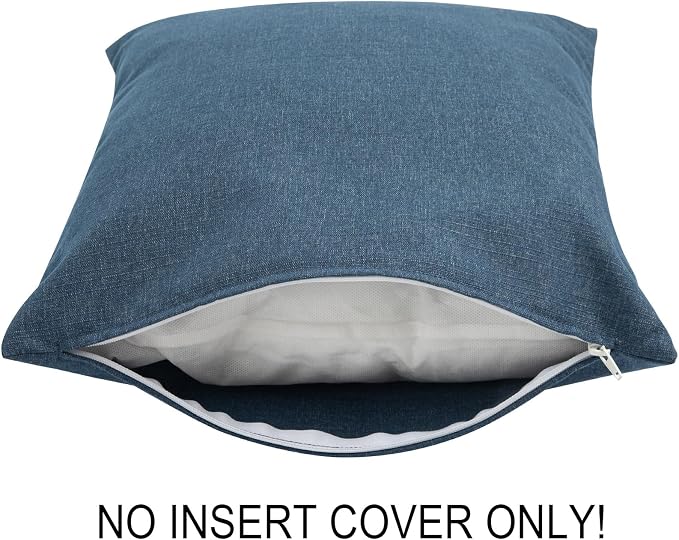 FUNHOME Waterproof Outdoor Throw Pillow Covers Set of 2,Home Decor for Garden Patio Furniture,Couch,Sofa 18 x18 Inch Decorative Pillows Cover Only,NO Insert(Denim Blue)