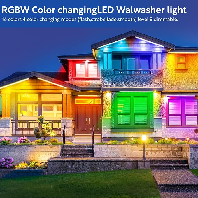 HNRLOY RGB Wall Washer Light with Bar 2Pack, 72W LED RGB Color Changing Landscape Wall Wash Lights, 4FT 120V Dimmable Stage Wash Light Bar for Hotel,Building,Commercial Garden Lighting