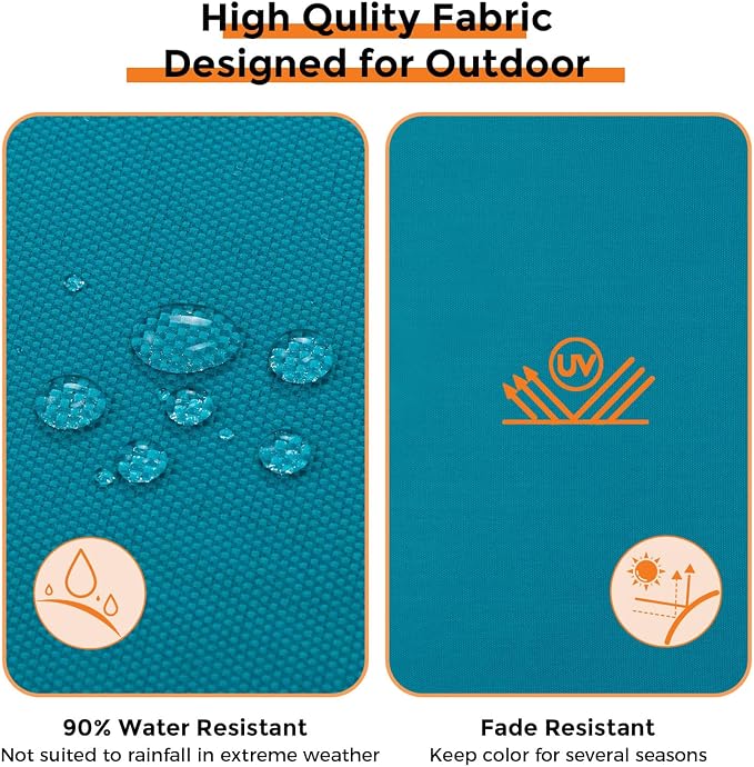 Magpie Fabrics Indoor Outdoor Cushion Cover Replacement 2 Pack, NO Insert! Water Repellent Slipcover with Ties Decor for Patio Garden Chair Sofa Bench Wicker(Teal Blue, 24x22x4 Inch)